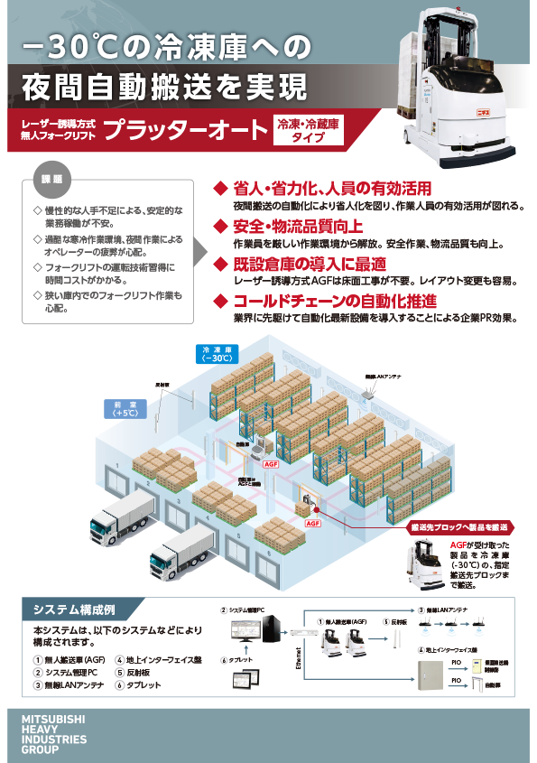 －30℃の冷凍庫への夜間自動搬送を実現