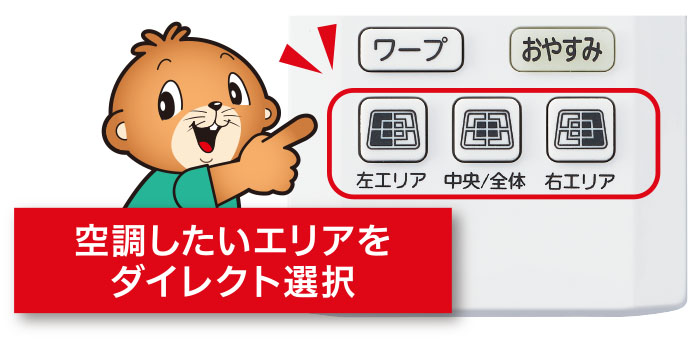 空調したいエリアをダイレクト選択